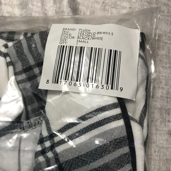 Plush Ultra Soft Intimates Black & White Plaid size Small New with tags #107 - Picture 3 of 9